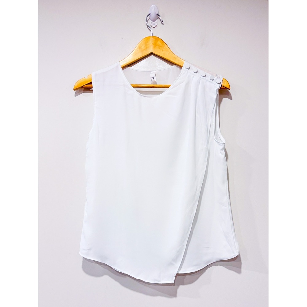 MANGO White sleeveless blouse | Minimalist drape chic | Size 4
